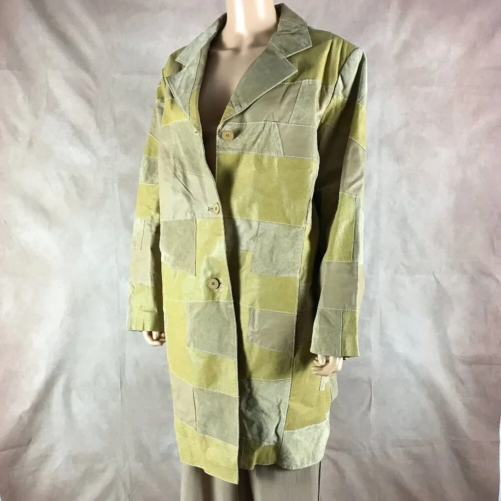 Plus Size 3X/4X Vintage Leather Patchwork Jacket VIA ACCENTI - Picture 15 of 15